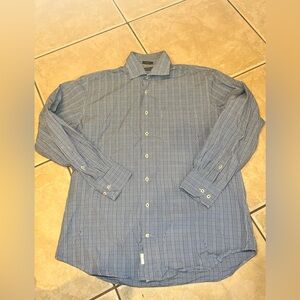 Peter Millar Blue Plaid Dress Shirt